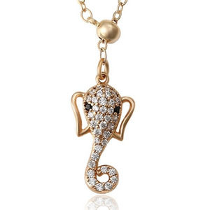 Adorable Elephant Simulated Diamonds 18k Gold Plated Necklace
